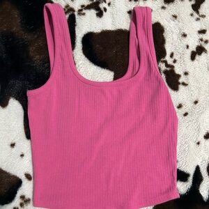 Pink Ribbed Women's Tank Top